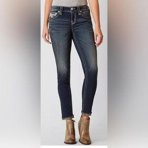 Rock Revival Bling Embellished Mid Rise Skinny Jeans Womens Girls 24